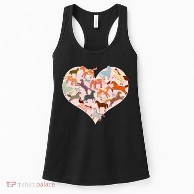 Cute Love Heart Horses Women's Tank Top