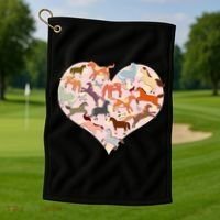 Cute Love Heart Horses Golf Towel thumb 1