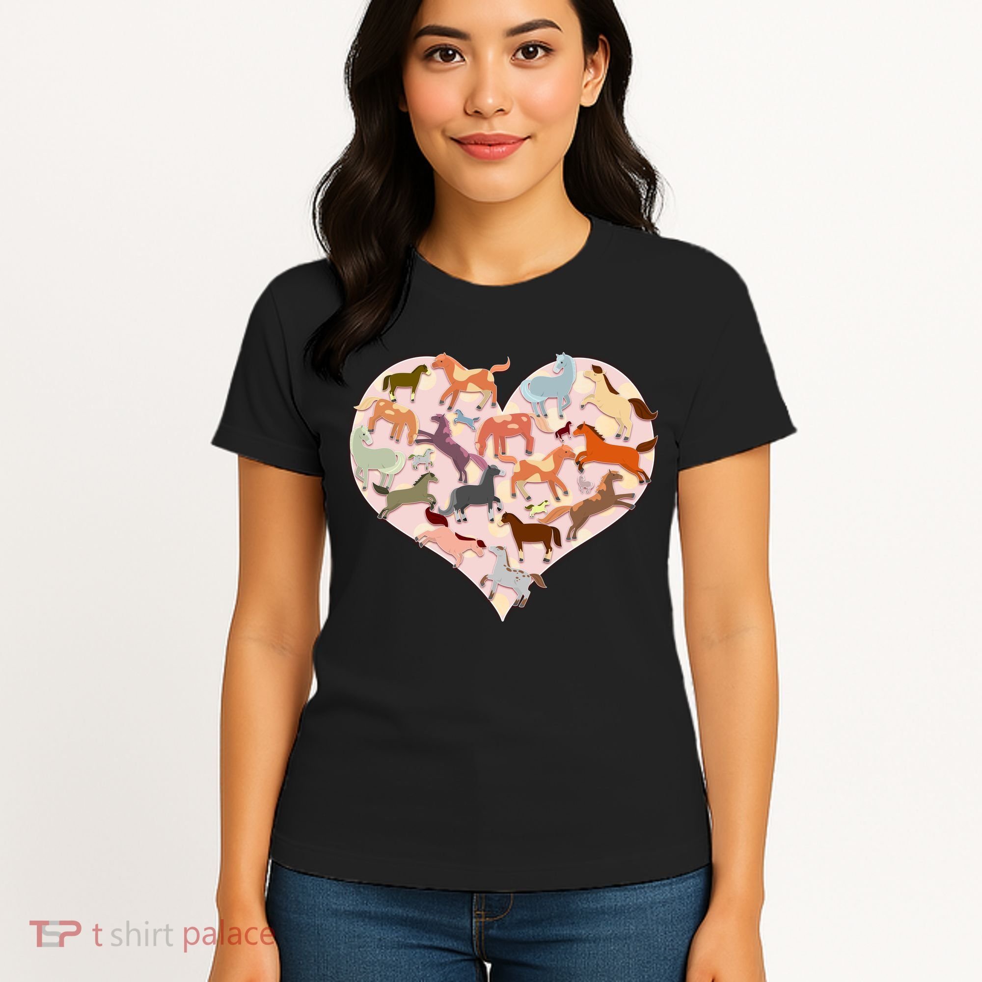 Cute Love Heart Horses Women's T-Shirt
