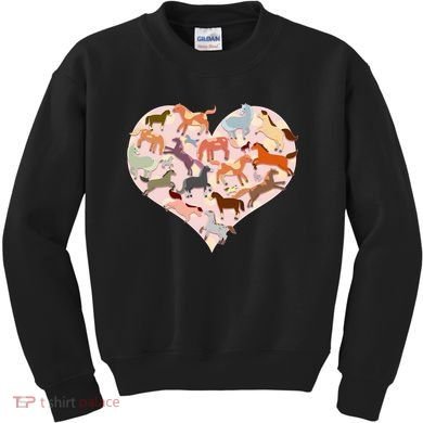 Cute Love Heart Horses Kids Sweatshirt