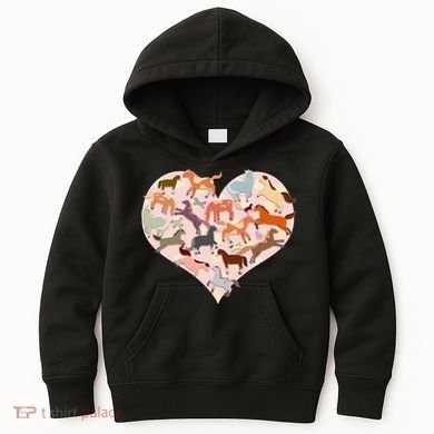 Cute Love Heart Horses Kids Hoodie