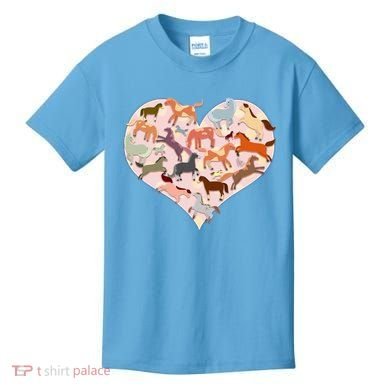 Cute Love Heart Horses Kids T-Shirt