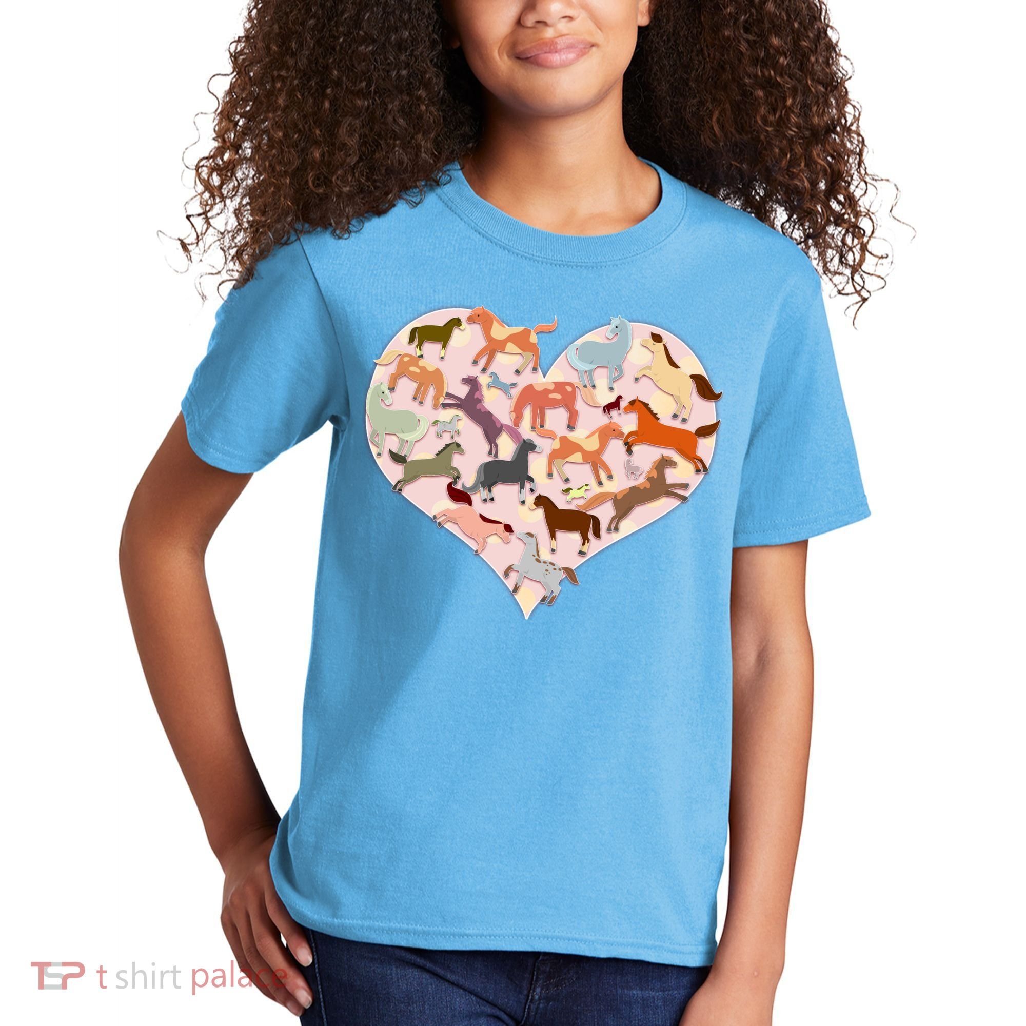 Cute Love Heart Horses Kids T-Shirt