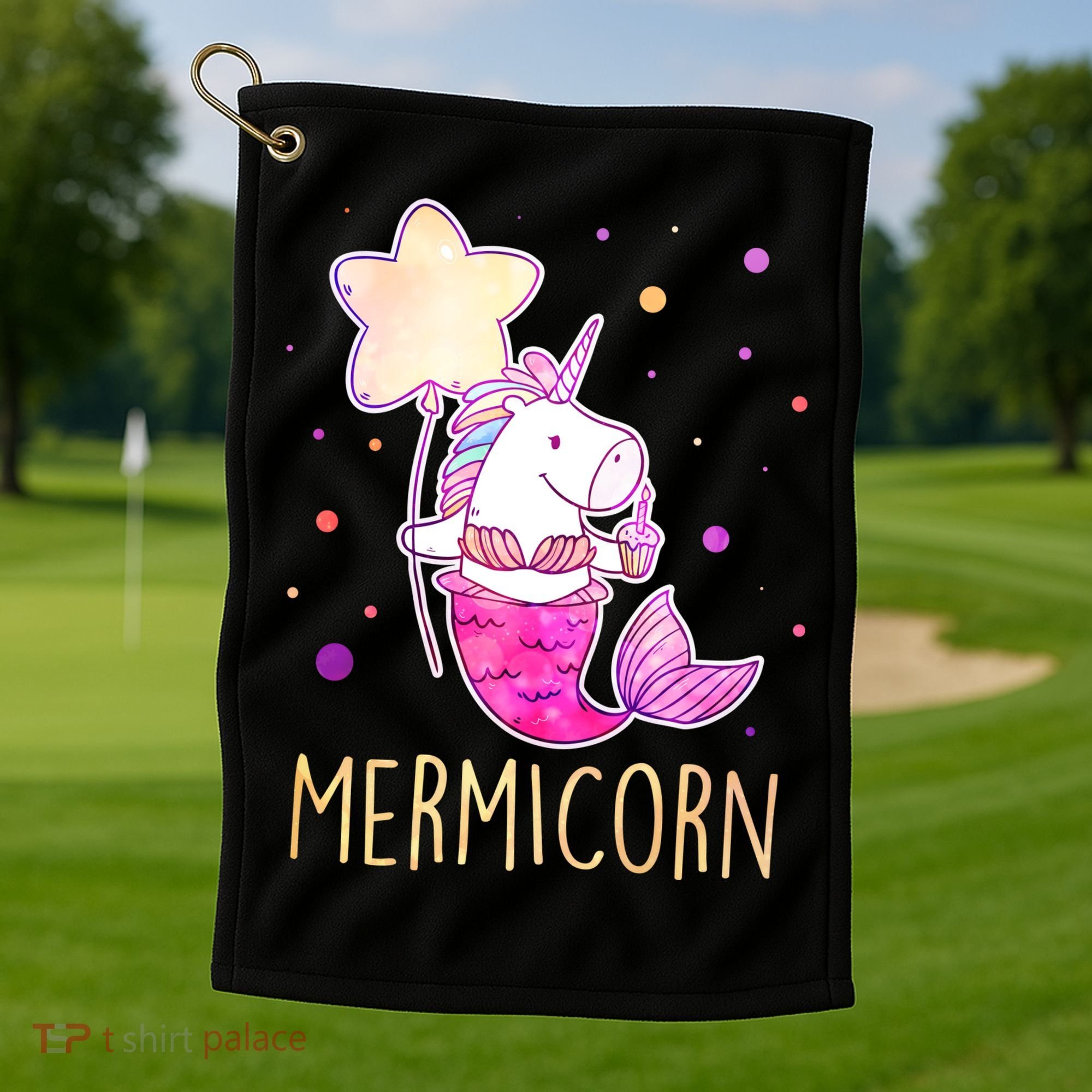Cute Magical Mermicorn Unicorn Mermaid Golf Towel
