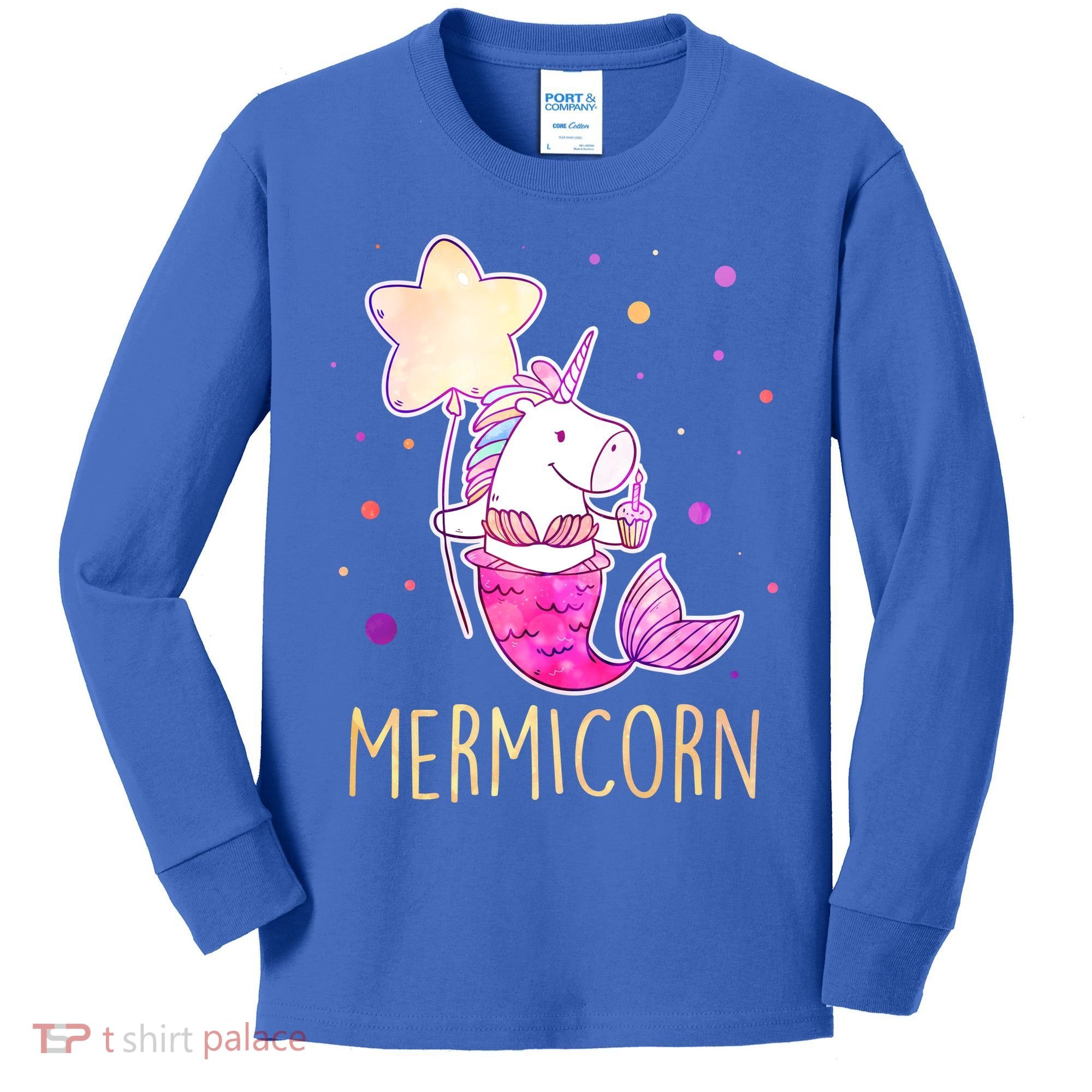 Cute Magical Mermicorn Unicorn Mermaid Kids Long Sleeve Shirt