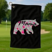 Cute Mama Bear Flowers Golf Towel thumb 1