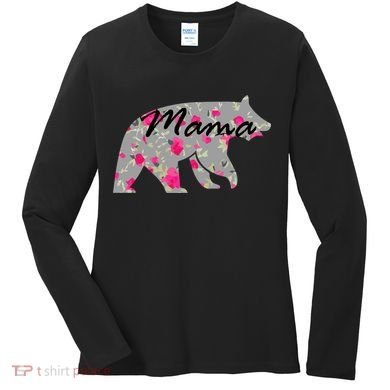 Cute Mama Bear Flowers Women's Long Sleeve Shirt
