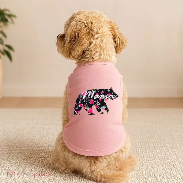 Cute Mama Bear Flowers Doggie Tank
