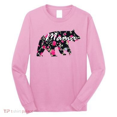 Cute Mama Bear Flowers Long Sleeve Shirt