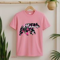 Cute Mama Bear Flowers T-Shirt thumb 2