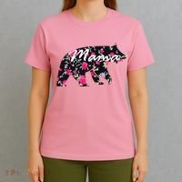 Cute Mama Bear Flowers T-Shirt thumb 4