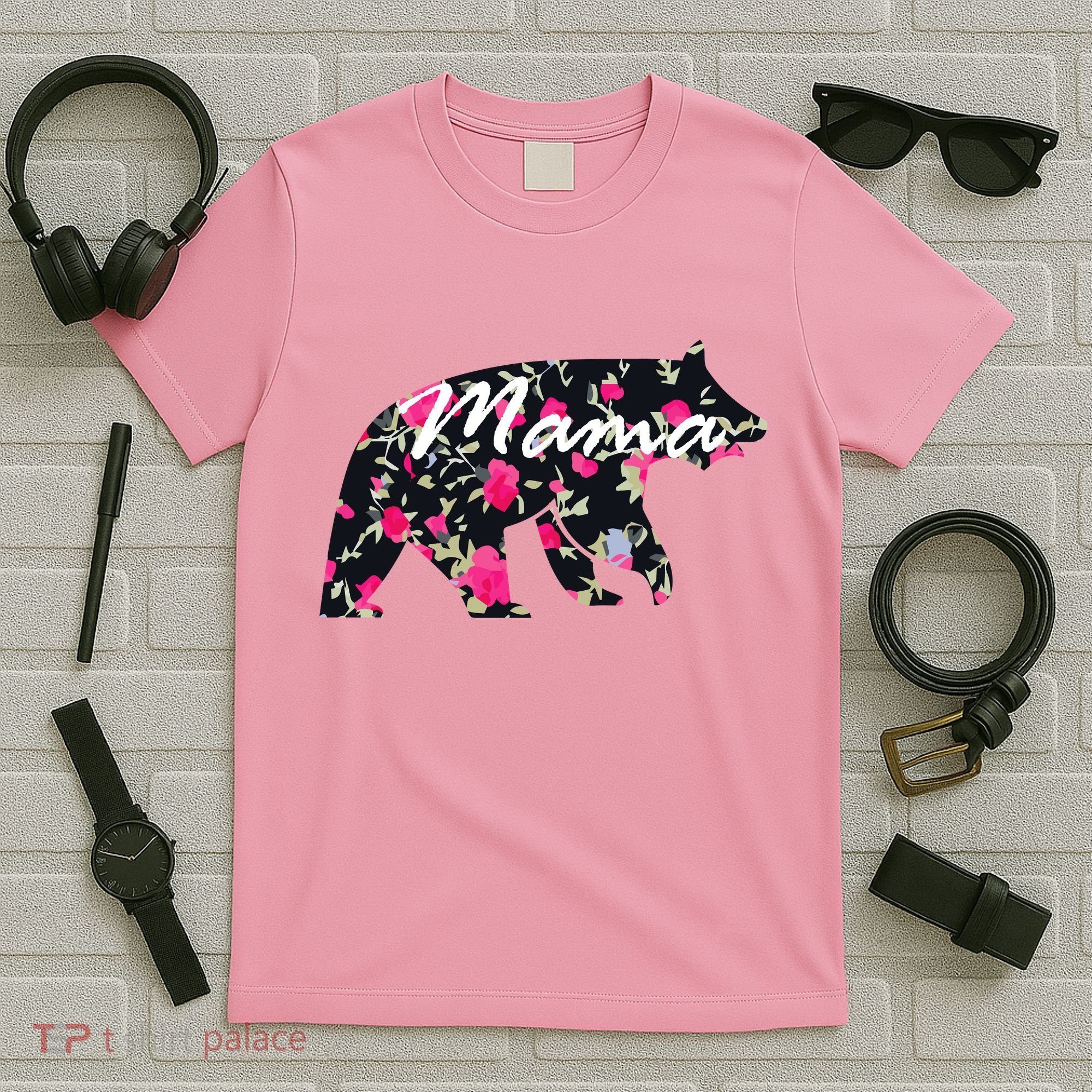 Cute Mama Bear Flowers T-Shirt