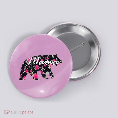 Cute Mama Bear Flowers Button