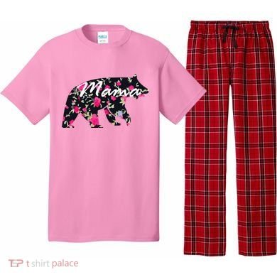 Cute Mama Bear Flowers Pajama Set