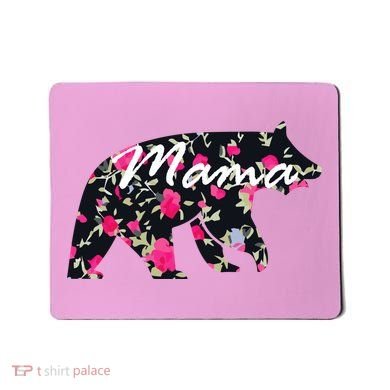 Cute Mama Bear Flowers Mousepad