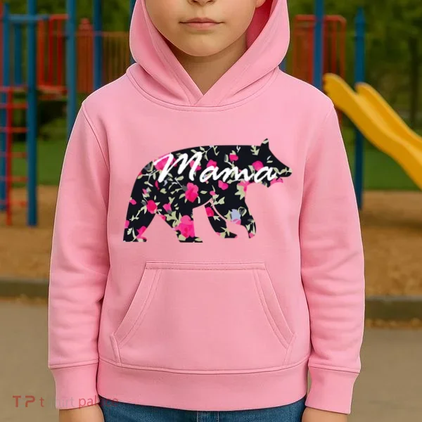 Cute Mama Bear Flowers Kids Hoodie