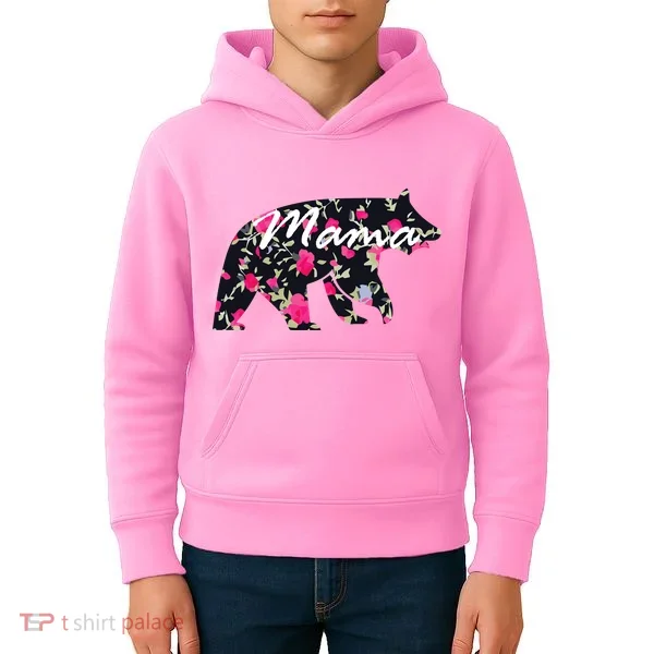 Cute Mama Bear Flowers Kids Hoodie