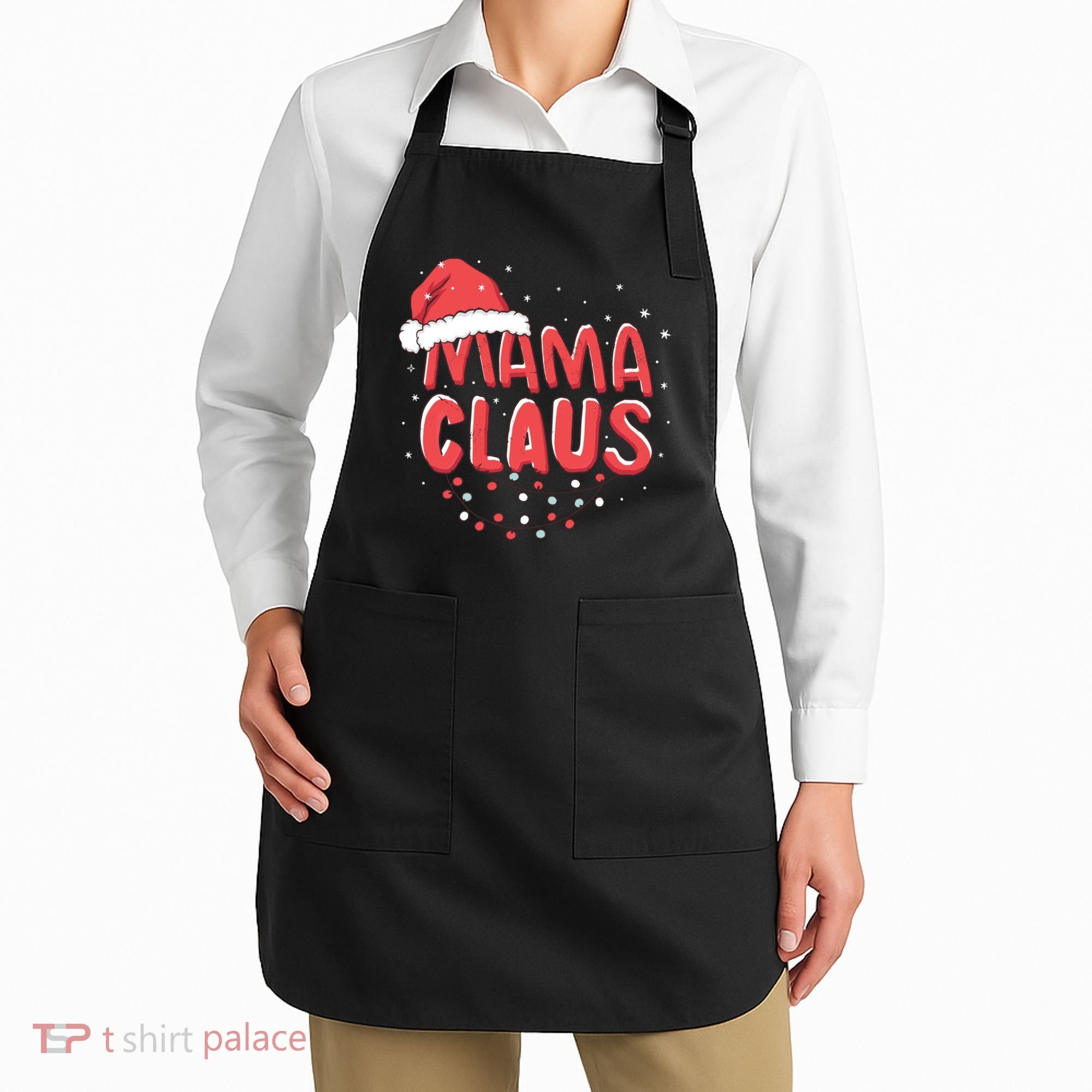 Cute Mama Claus Christmas Lights Apron