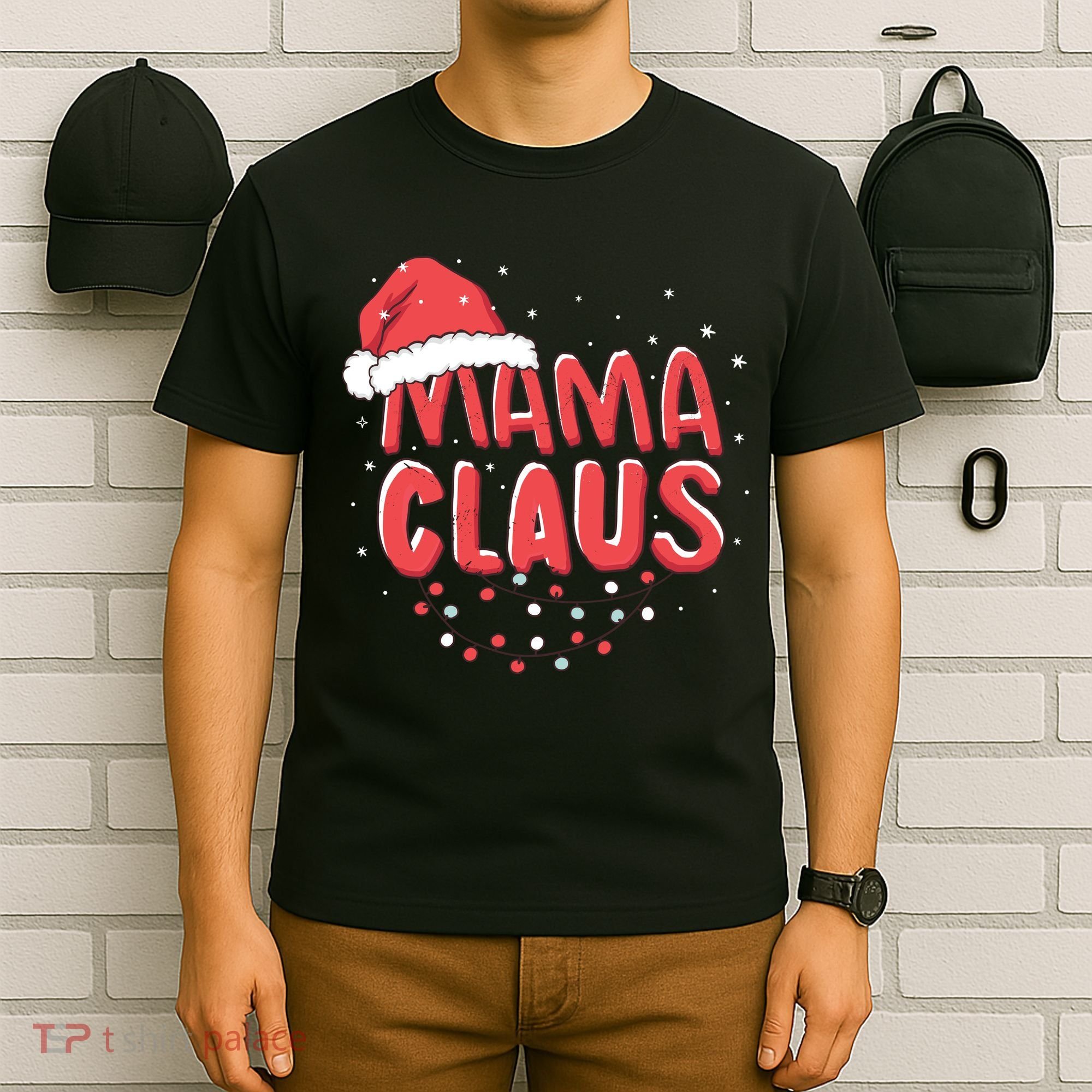 Cute Mama Claus Christmas Lights T-Shirt