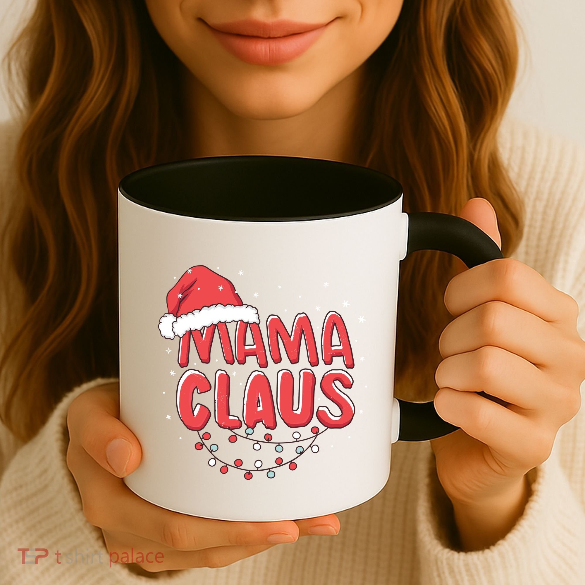 Cute Mama Claus Christmas Lights Coffee Mug