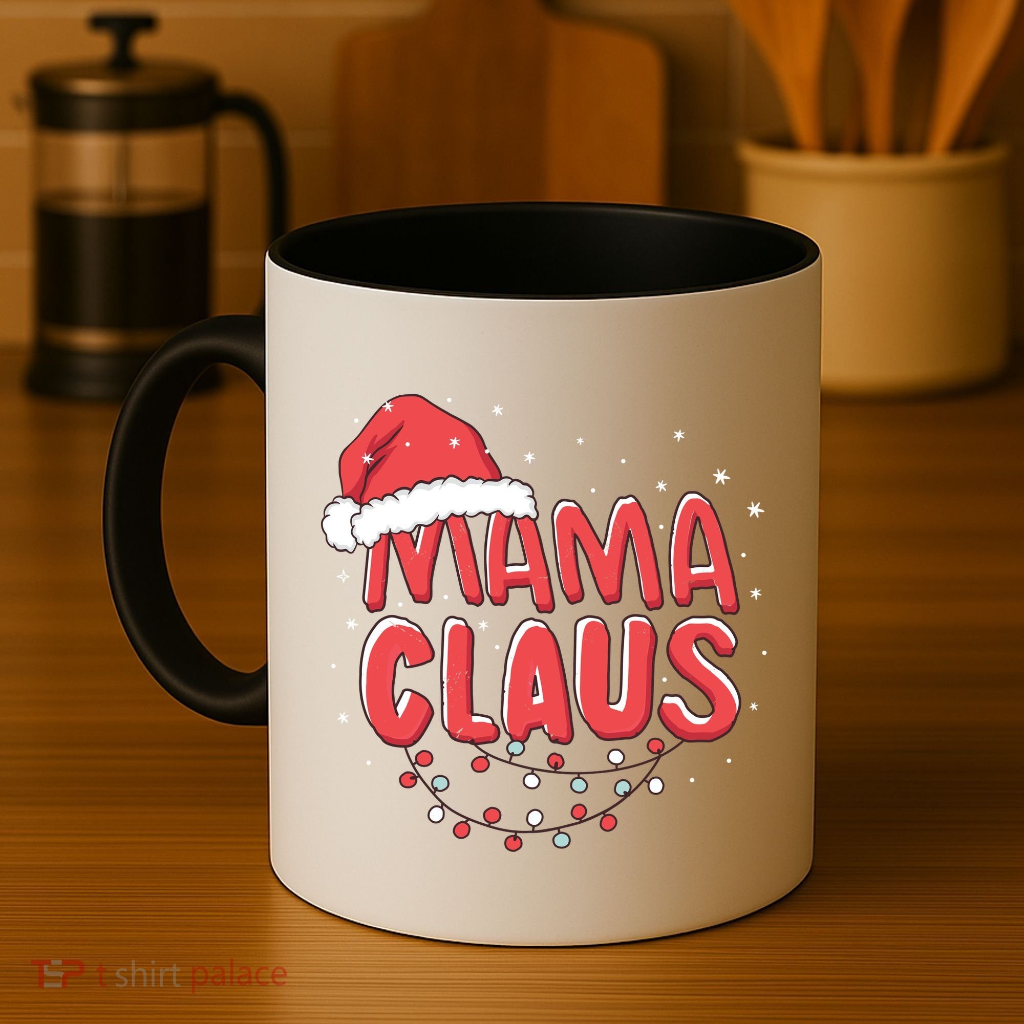 Cute Mama Claus Christmas Lights Coffee Mug