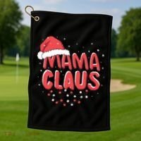 Cute Mama Claus Christmas Lights Golf Towel thumb 1