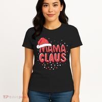 Cute Mama Claus Christmas Lights Women's T-Shirt thumb 4