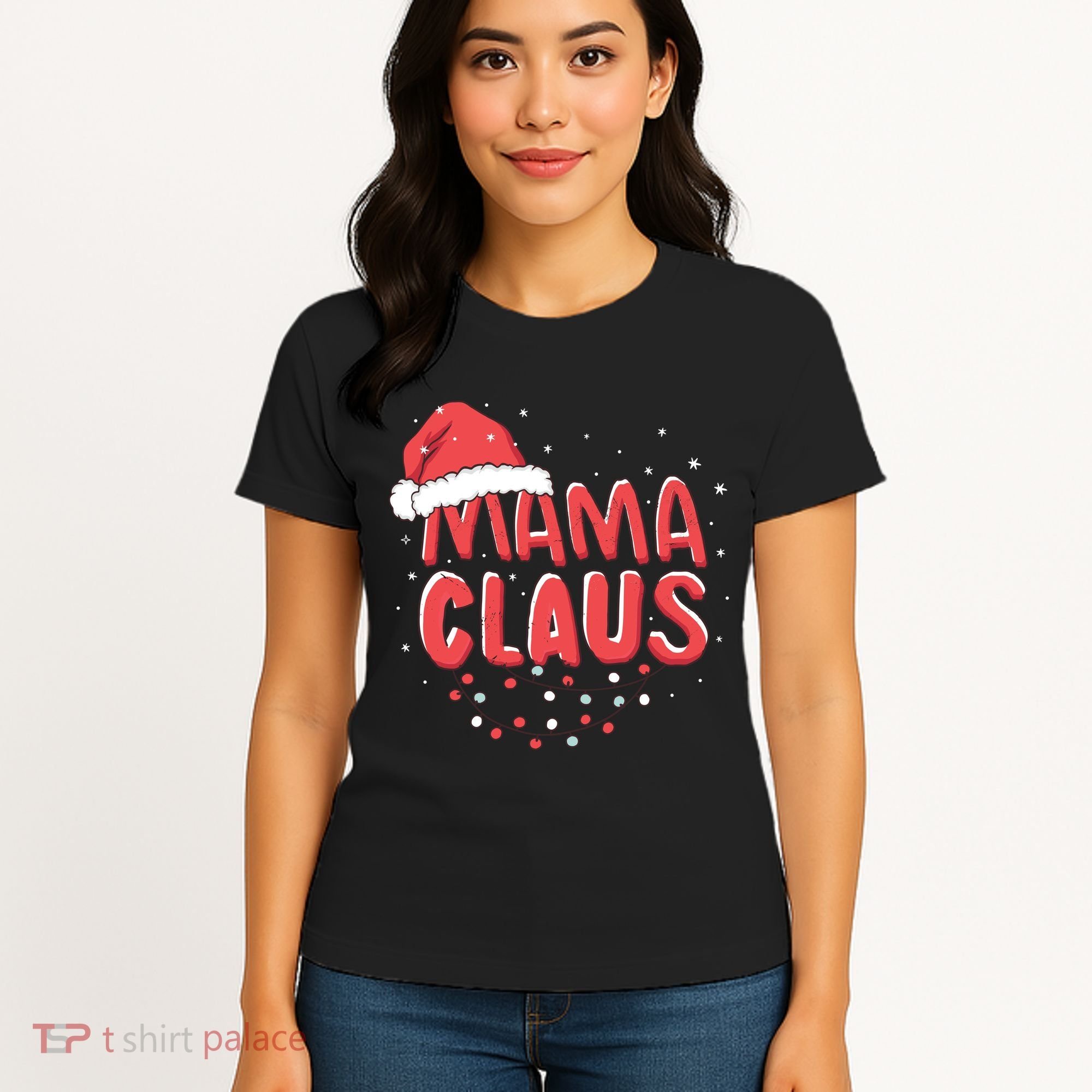 Cute Mama Claus Christmas Lights Women's T-Shirt