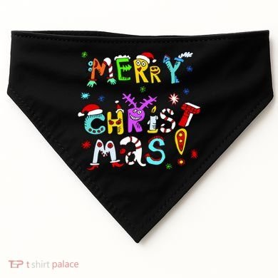 Cute Merry Christmas USA-Made Doggie Bandana