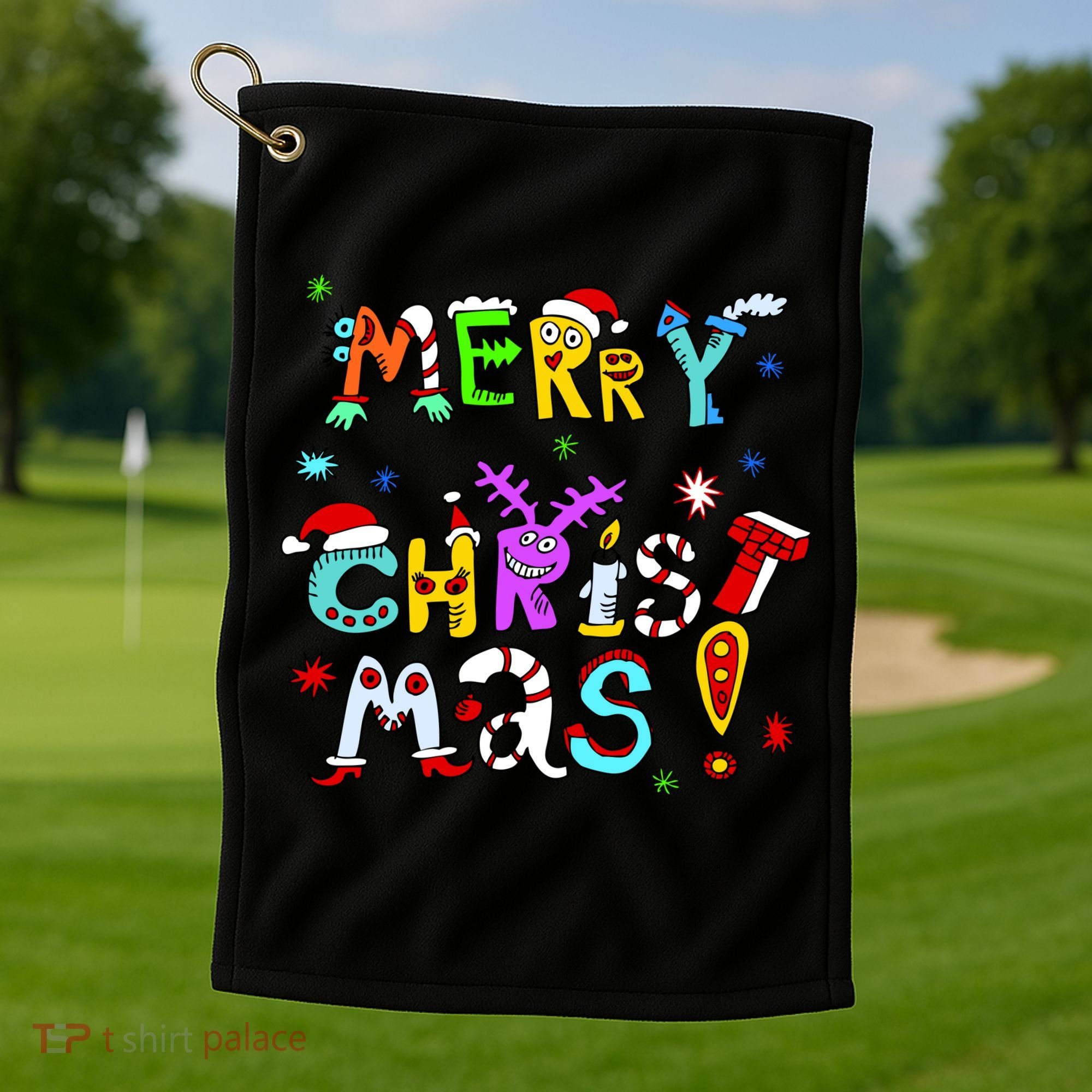 Cute Merry Christmas Golf Towel