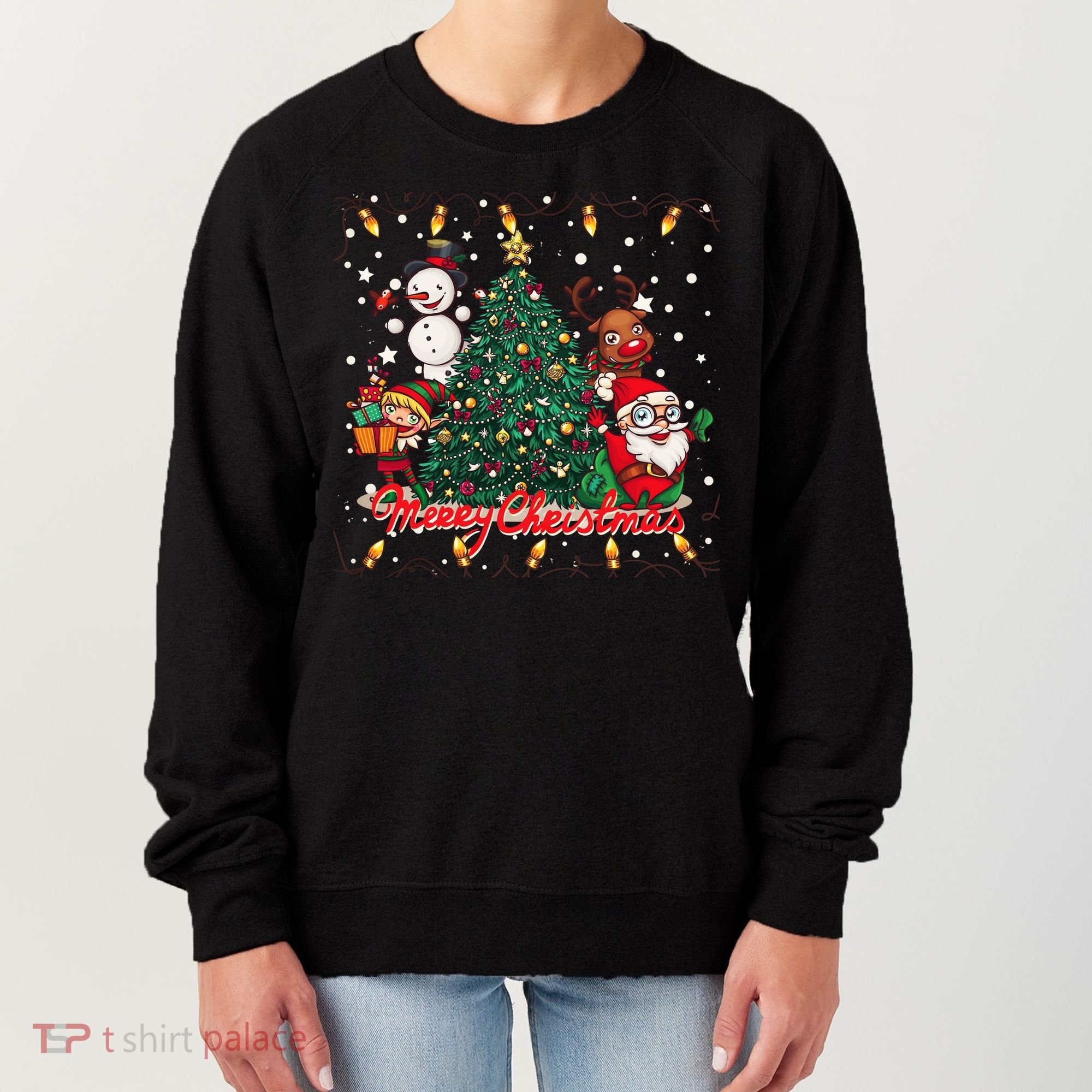 Cute Merry Christmas Graphic Collage Women's Sweatshirt