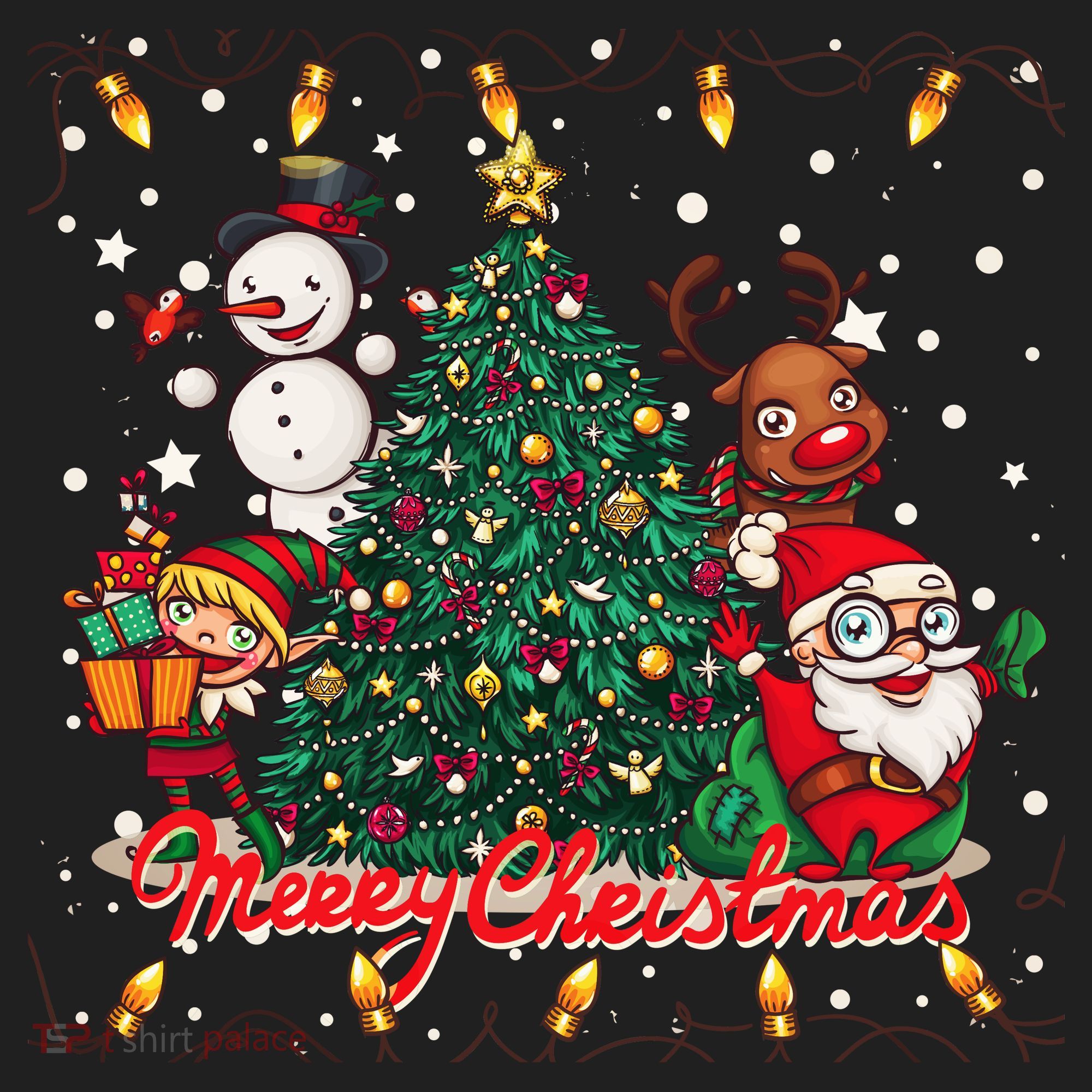 Cute Merry Christmas Graphic Collage Golf Towel