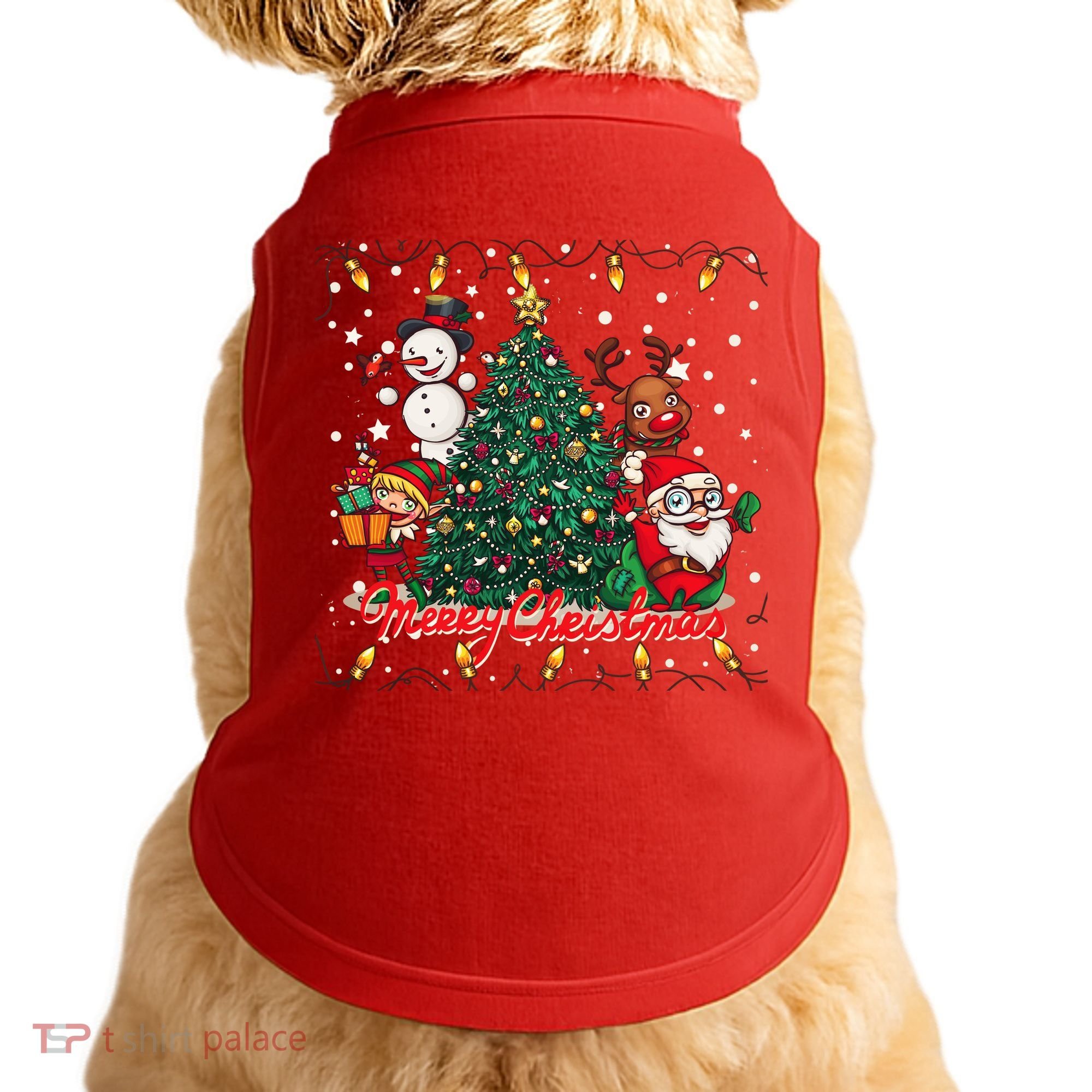 Cute Merry Christmas Graphic Collage Doggie Tank