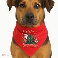 Cute Merry Christmas Graphic Collage USA-Made Doggie Bandana thumb 1