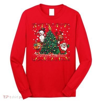 Cute Merry Christmas Graphic Collage Long Sleeve Shirt