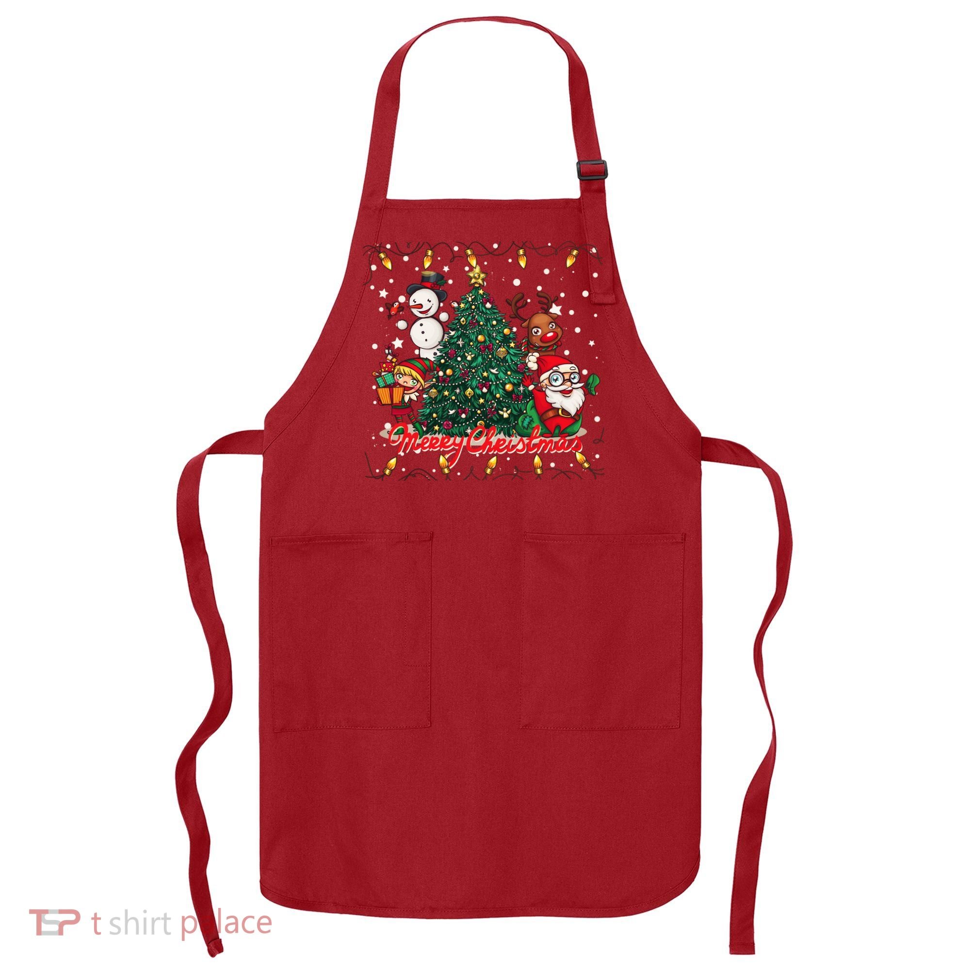 Cute Merry Christmas Graphic Collage Apron