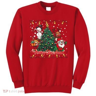 Cute Merry Christmas Graphic Collage Sweatshirt