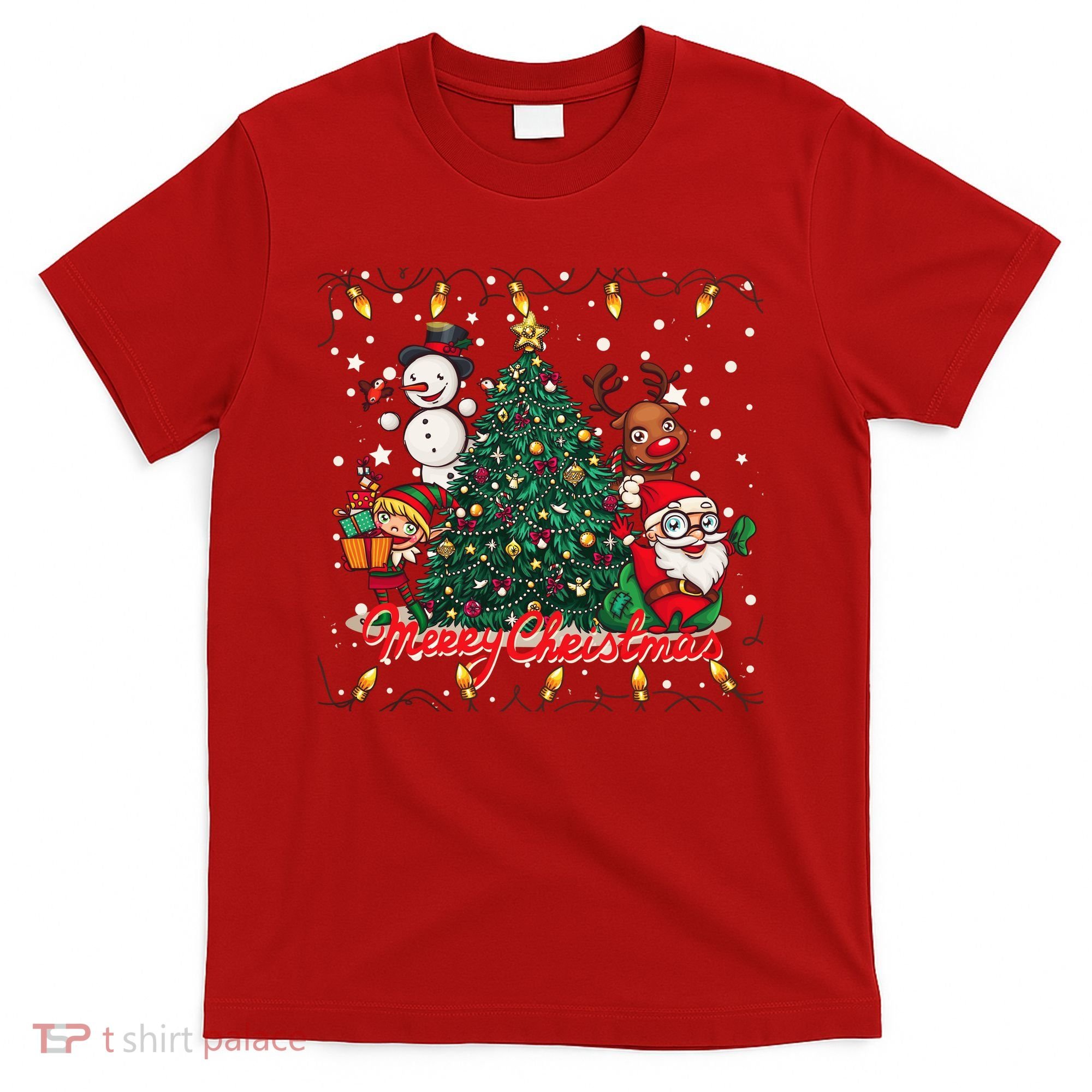 Cute Merry Christmas Graphic Collage T-Shirt