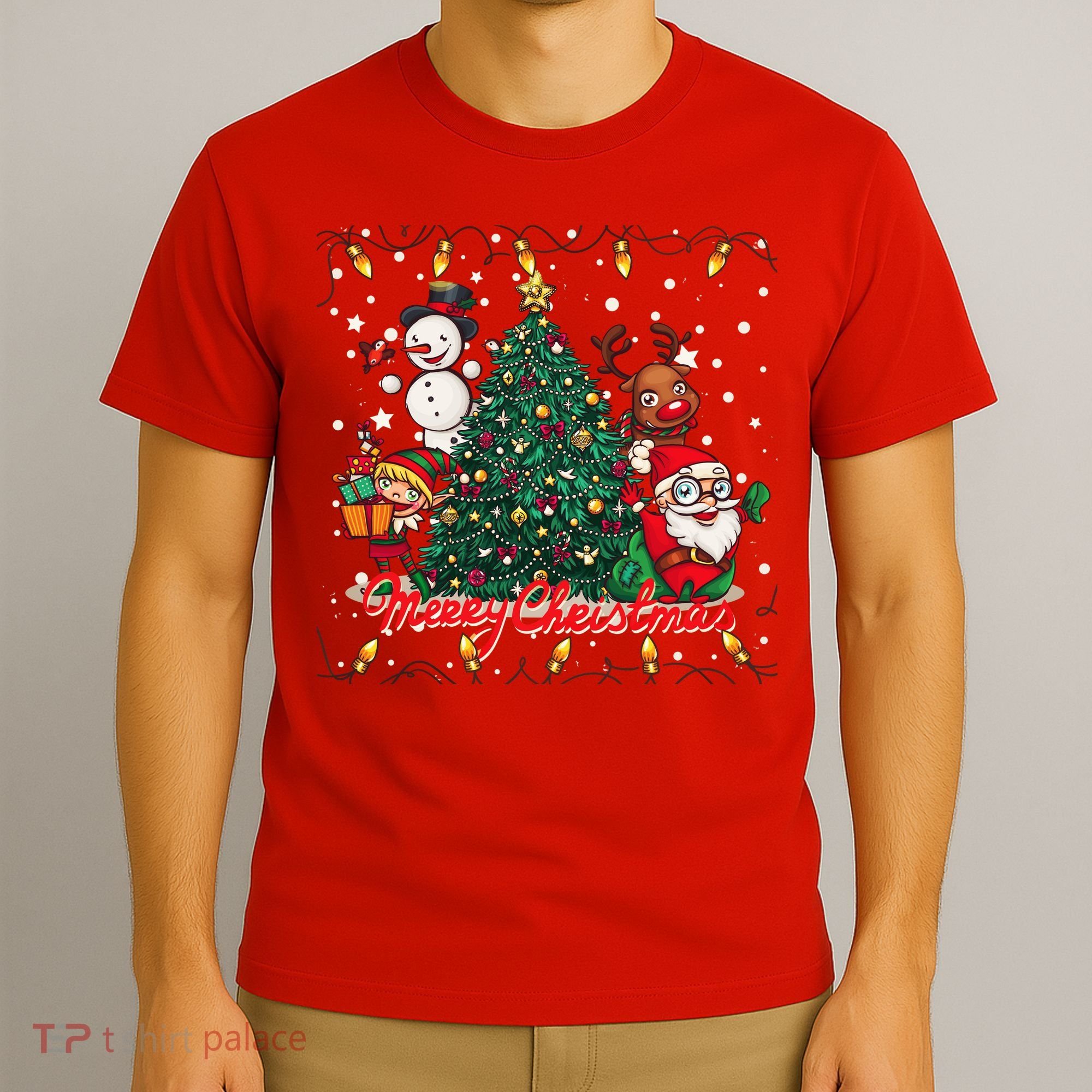 Cute Merry Christmas Graphic Collage T-Shirt