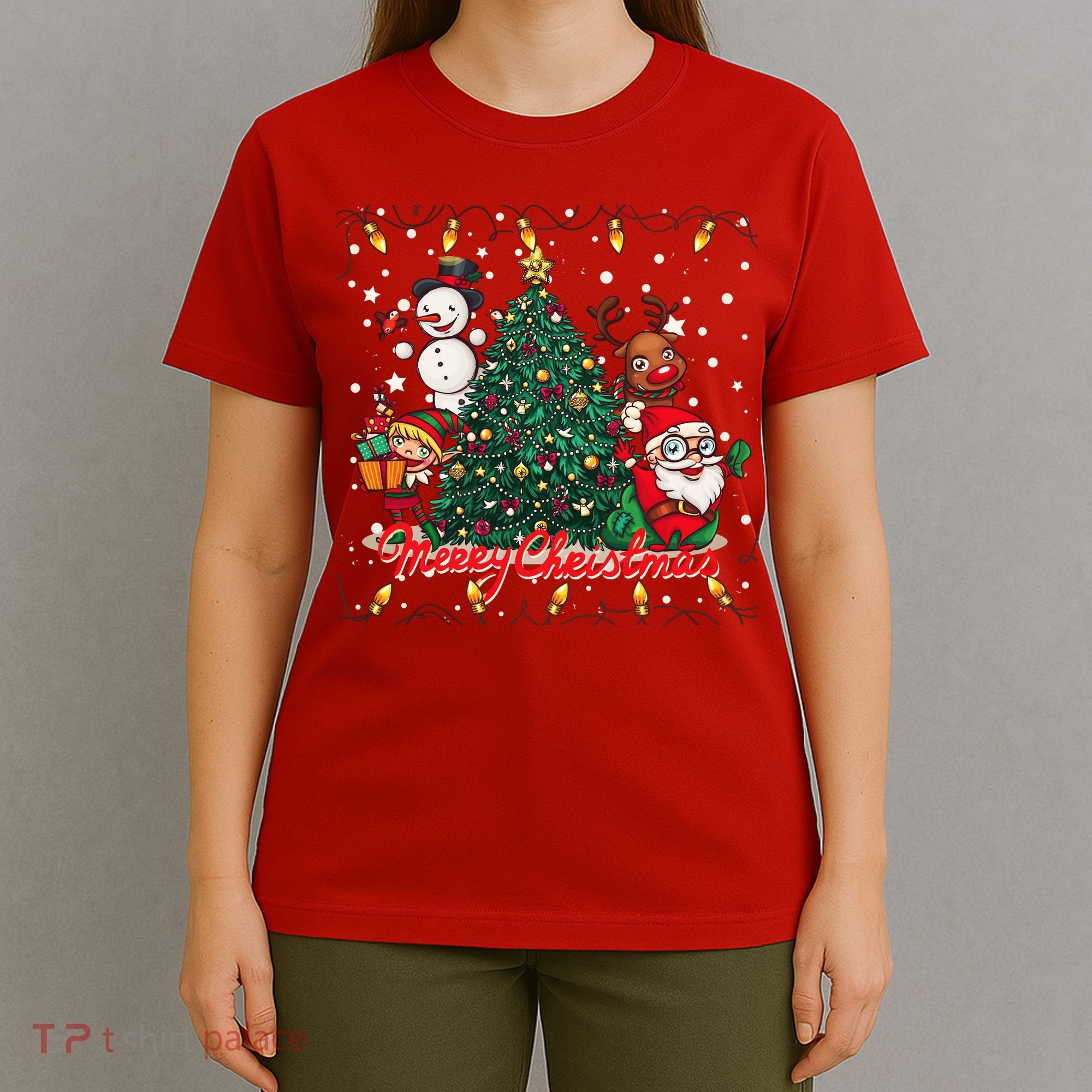 Cute Merry Christmas Graphic Collage T-Shirt