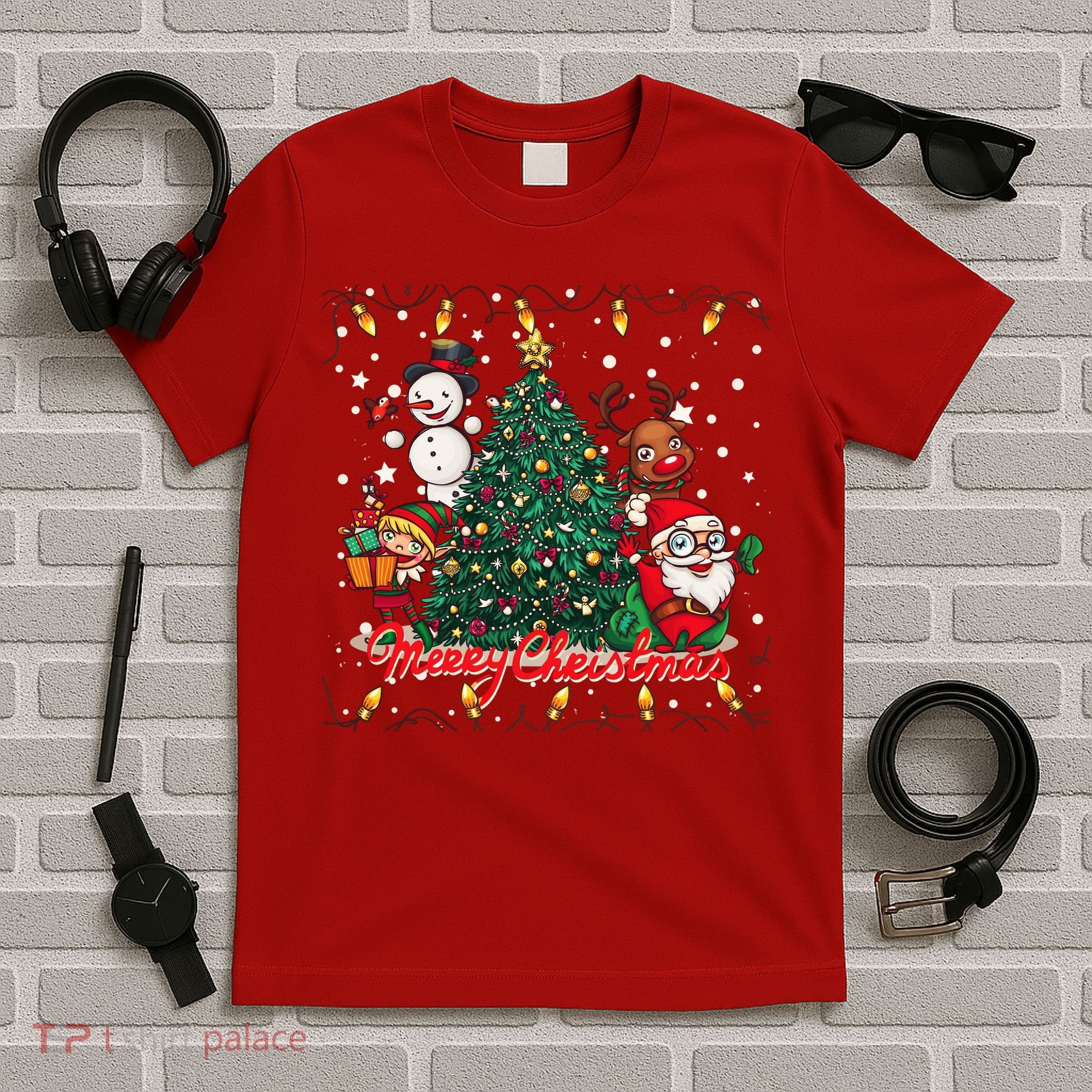 Cute Merry Christmas Graphic Collage T-Shirt