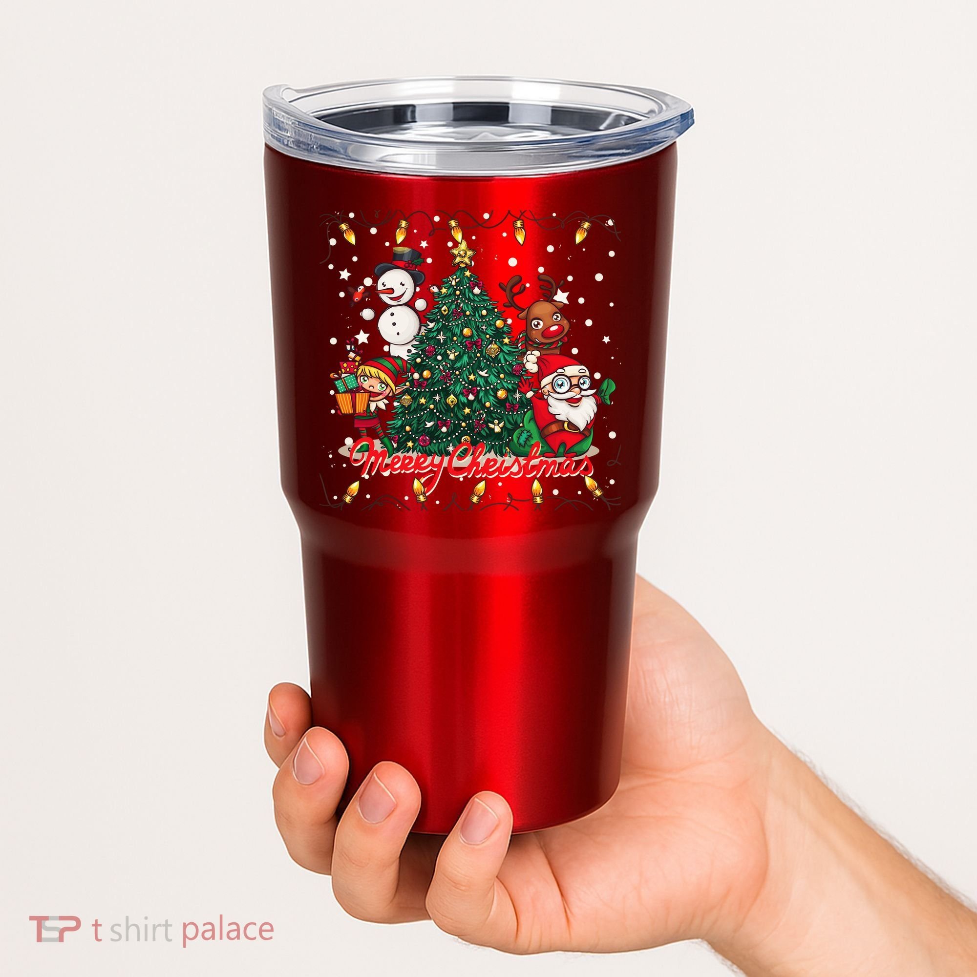 Cute Merry Christmas Graphic Collage Tumbler