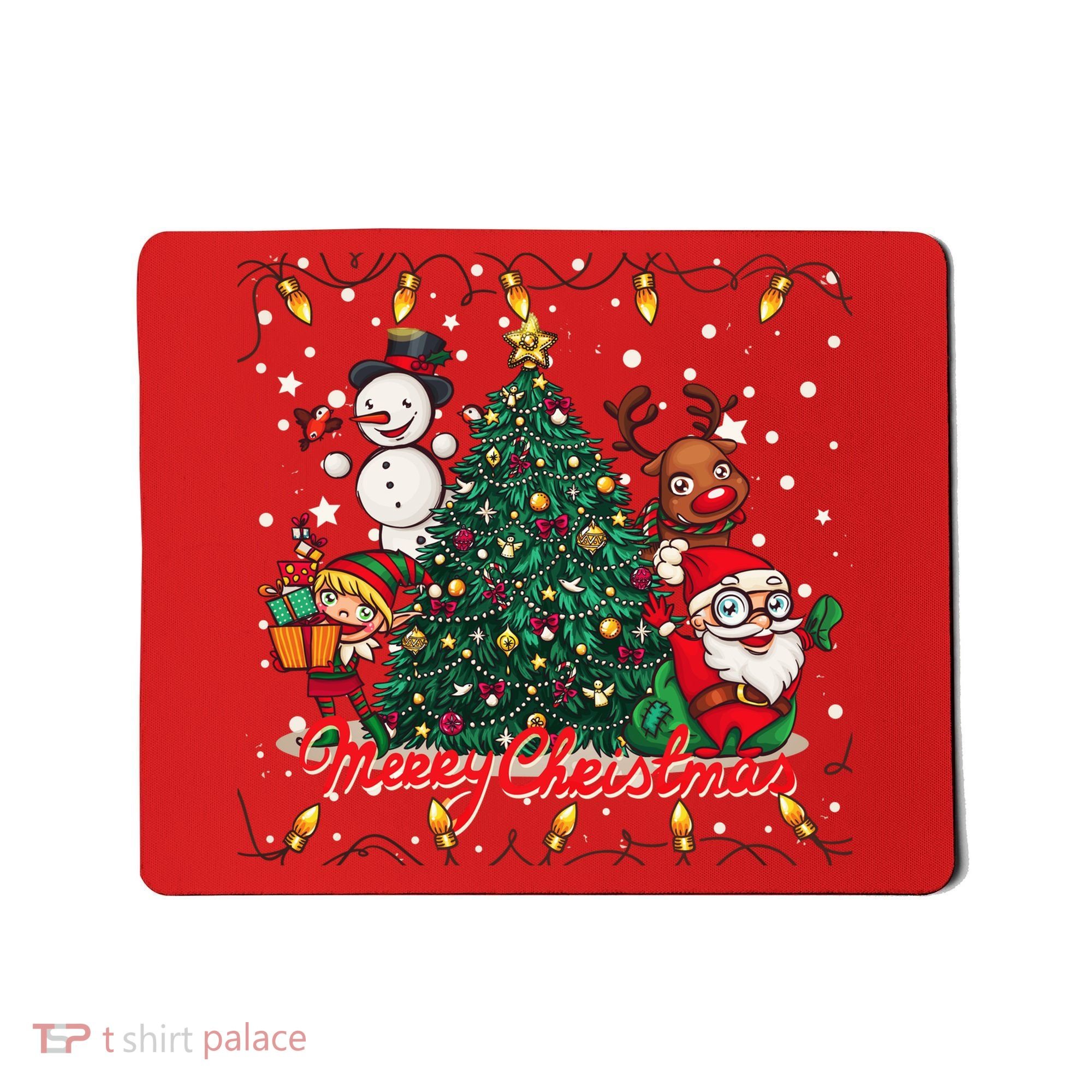 Cute Merry Christmas Graphic Collage Mousepad