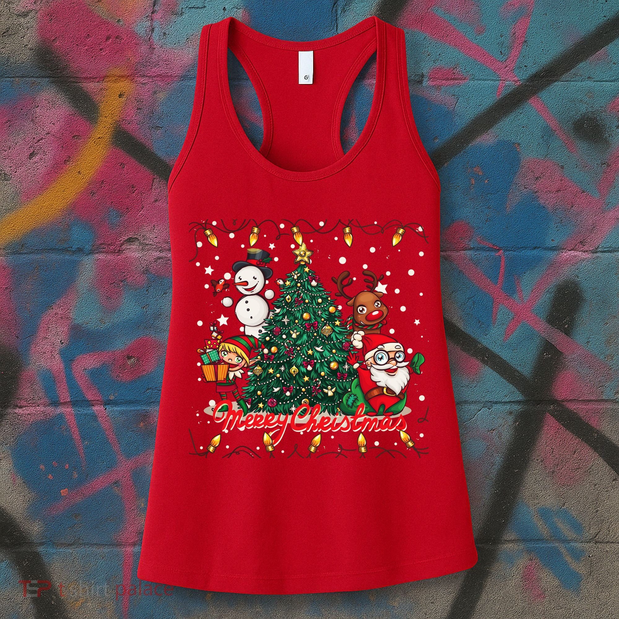 Cute Merry Christmas Graphic Collage Women's Tank Top