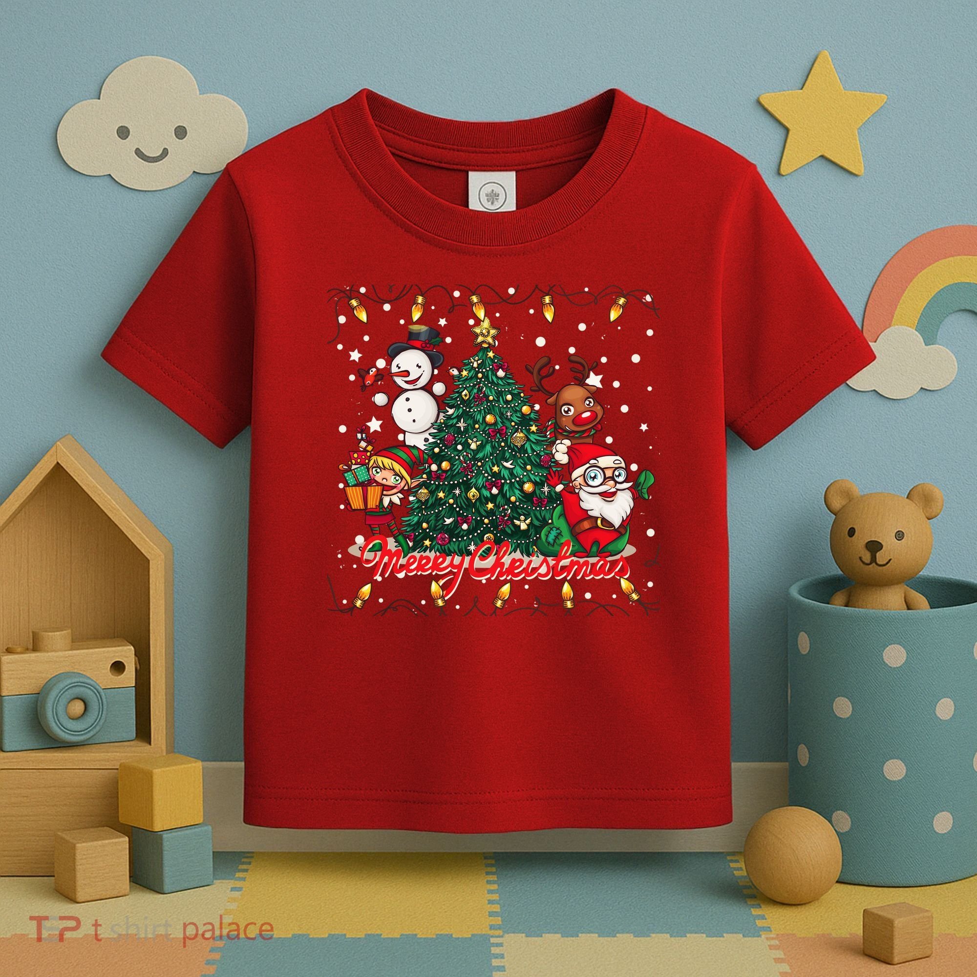 Cute Merry Christmas Graphic Collage Toddler T-Shirt