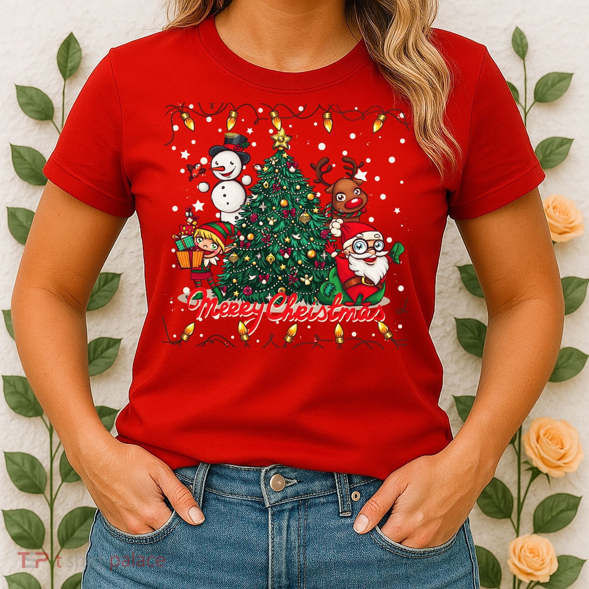 Cute Merry Christmas Graphic Collage Women's T-Shirt
