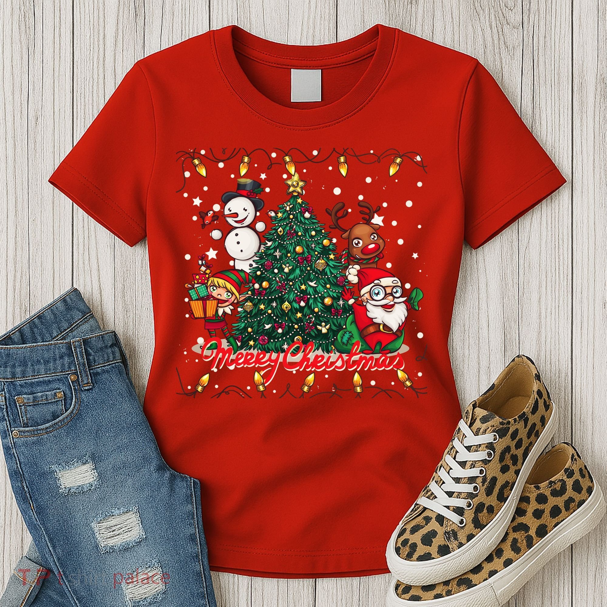 Cute Merry Christmas Graphic Collage Women's T-Shirt