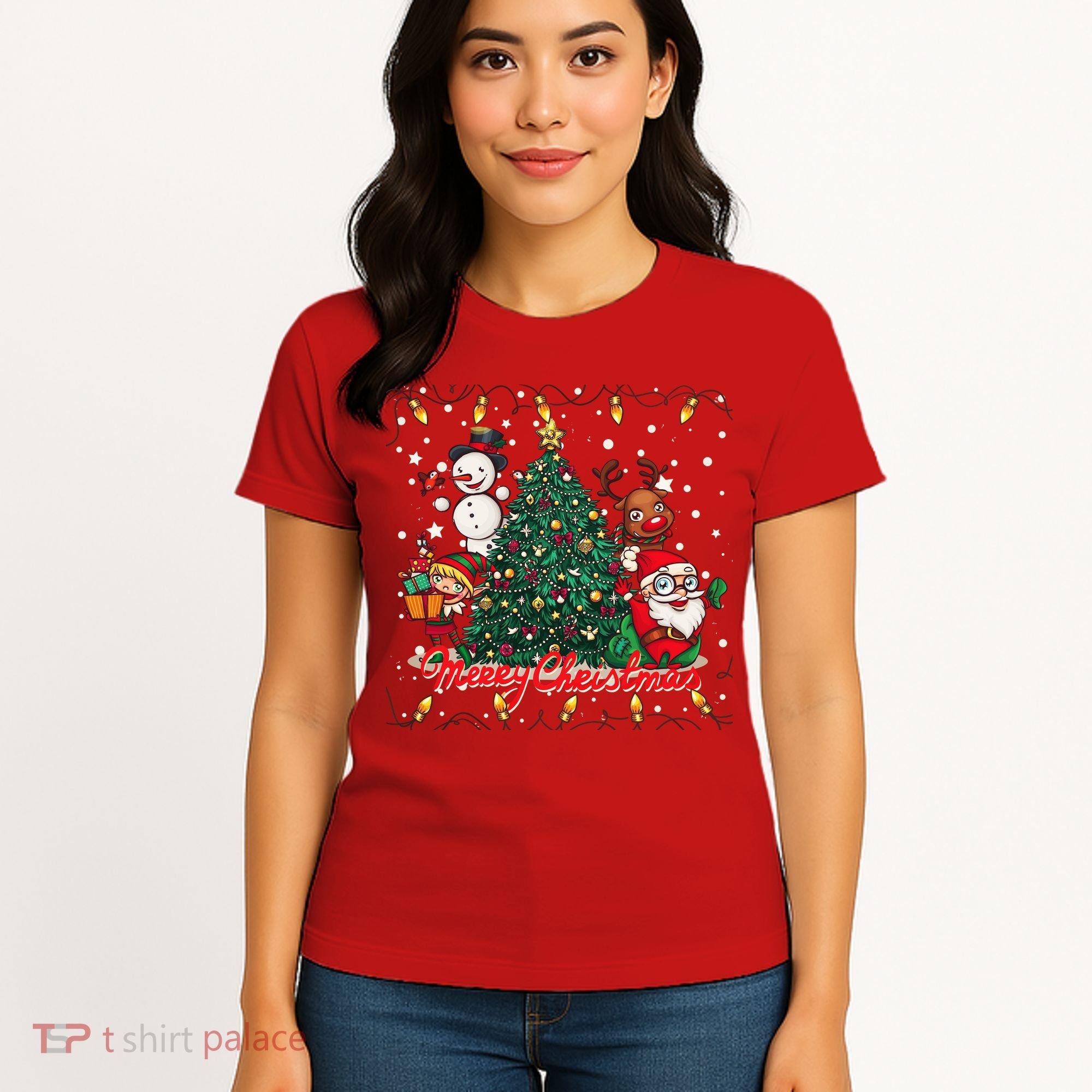 Cute Merry Christmas Graphic Collage Women's T-Shirt