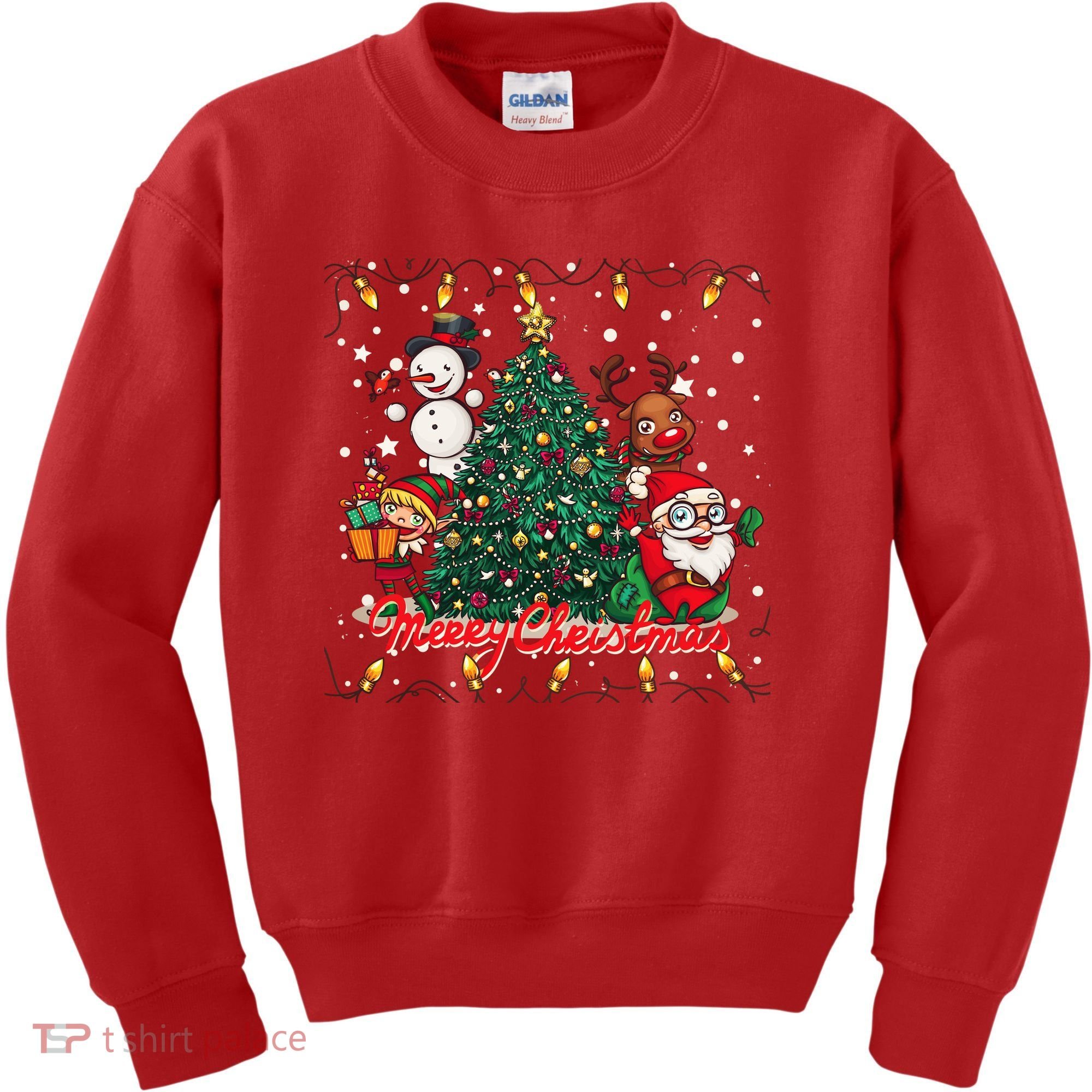 Cute Merry Christmas Graphic Collage Kids Sweatshirt