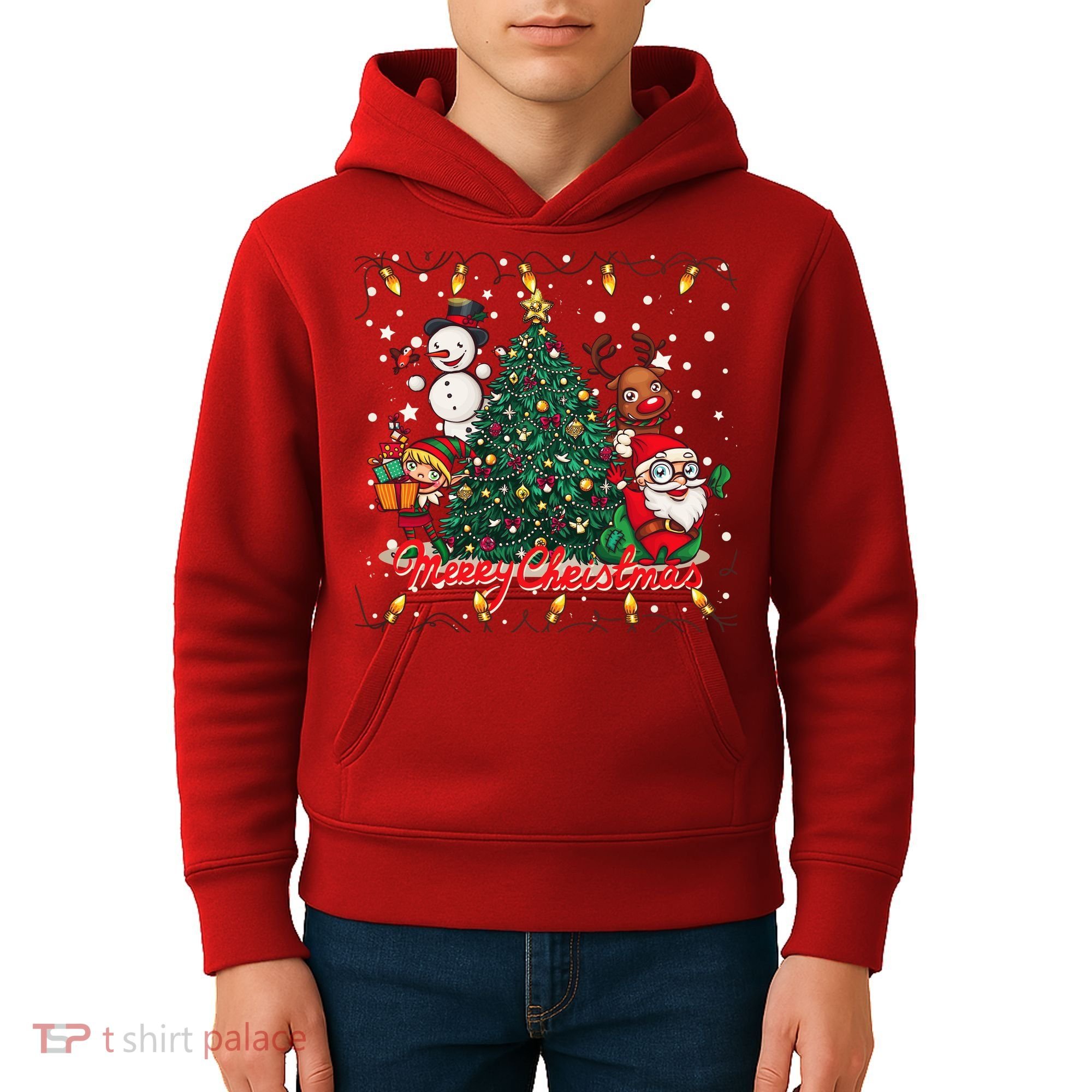 Cute Merry Christmas Graphic Collage Kids Hoodie
